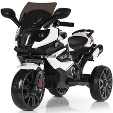 Детский мотоцикл M 3986 EL-1 NEW, кожаное сиденье, белый